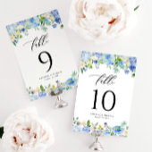 Waterverf Blauwe Hortensia en Roos bruiloft Kaart