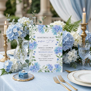Waterverf Blauwe Hortensia Iets Blues Bruids- Kaart