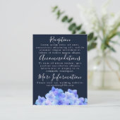 Waterverf Blauwe Hortensia Ontvangstkaarten Informatiekaartje (Staand voorkant)