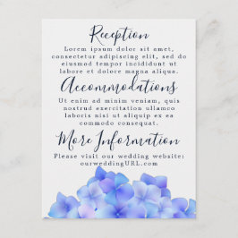 Waterverf Blauwe Hortensia Ontvangstkaarten Informatiekaartje