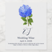 Waterverf Blauwe Hortensia Wijn Etiket (Enkel label)