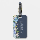 Waterverf Blauwe Hortensia's Bloemen Gepersonalise Bagagelabel (Achterkant verticaal)