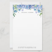 Waterverf Blauwe Hortensia's & Paarse Bloemen Briefpapier (Voorkant)