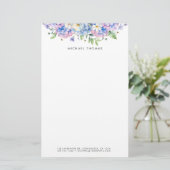 Waterverf Blauwe Hortensia's & Witte Bloemen Bloem Briefpapier (Staand voorkant)