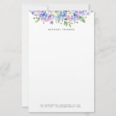 Waterverf Blauwe Hortensia's & Witte Bloemen Bloem Briefpapier (Voorkant)