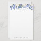Waterverf Blauwe Hortensia's & Witte Rozen Bloemen Briefpapier (Voorkant)