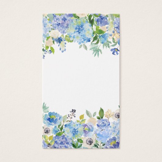 Waterverf Blauwe Hydrangea Blank Bloemen Verticaal Visitekaartjes (Voorkant)