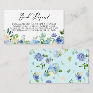 Waterverf Blauwe Hydrangea Bloemen Boek Aanvraag Informatiekaartje