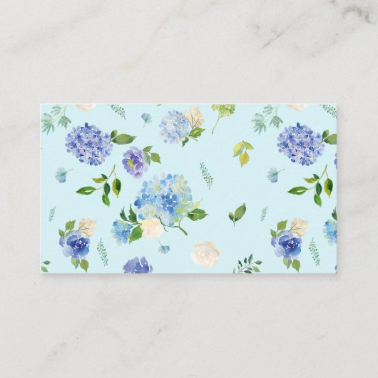 Waterverf Blauwe Hydrangea Bloemen Boeken voor Bab Informatiekaartje (Achterkant)