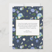 Waterverf Blauwe Hydrangea Krans Foto Afstuderen Kaart (Achterkant)