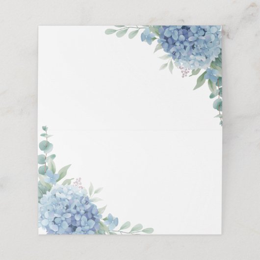 waterverf blauwe hydrangea plaatskaartje (Buitenkant ongevouwen)