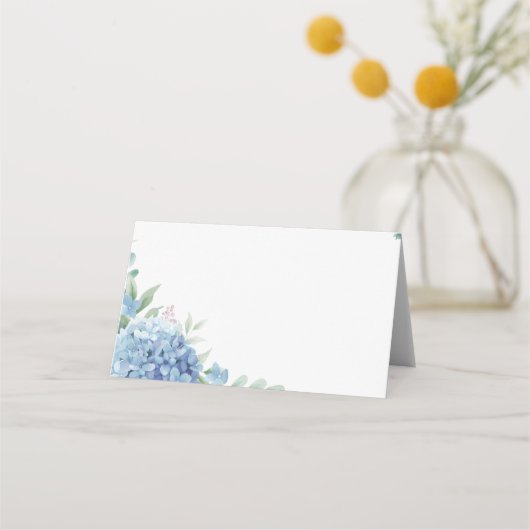 waterverf blauwe hydrangea plaatskaartje (Achterkant)