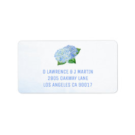 Waterverf blauwe hydrangeas etiket