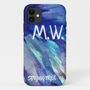 Waterverf Blauwe Initialen & Moto Case-Mate iPhone Case