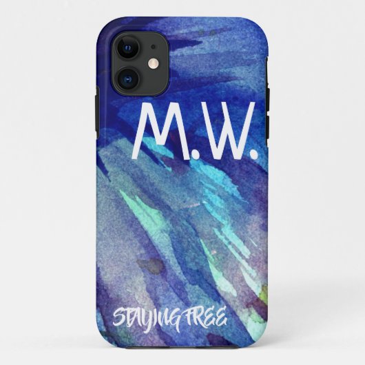 Waterverf Blauwe Initialen & Moto Case-Mate iPhone Case (Achterkant)