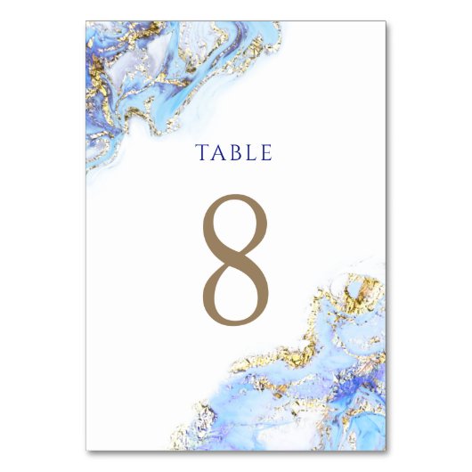 waterverf blauwe inkt Tabel Nummer 8 Kaart (Achterkant)