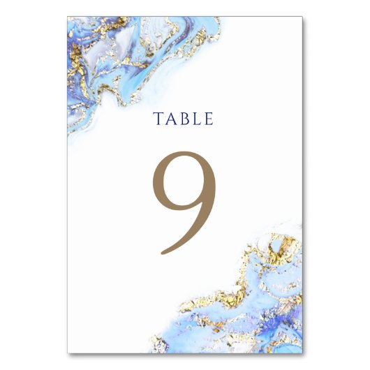 waterverf blauwe inkt Tabel Nummer 9 Kaart (Voorkant)