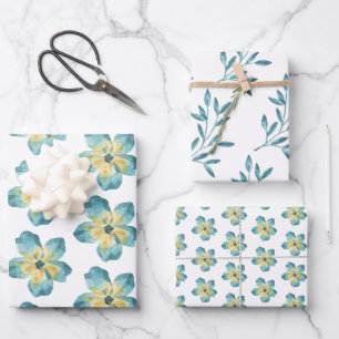 Waterverf Blauwe Inpakpapier Vlakke Vellen Set van