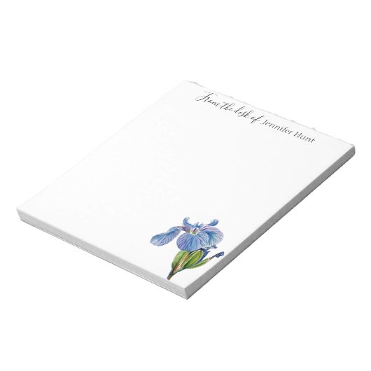 Waterverf blauwe Iris-bloem Notitieblok (Linkerzijde)