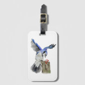 Waterverf blauwe jay bagagelabel (Voorkant (verticaal))
