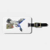 Waterverf blauwe jay bagagelabel (Voorkant horizontaal)
