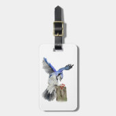 Waterverf blauwe jay bagagelabel (Voorkant verticaal)