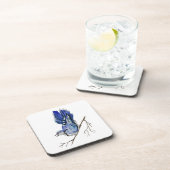 Waterverf blauwe jay bier onderzetter (Rechterzijde)