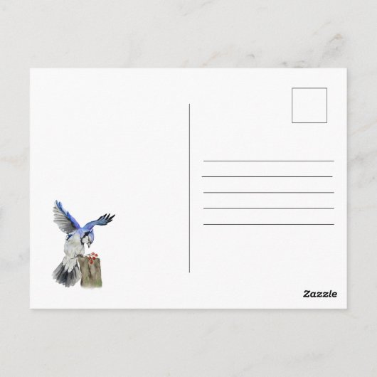 Waterverf blauwe jay briefkaart (Achterkant)