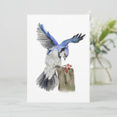 Waterverf blauwe jay kaart (Staand voorkant)