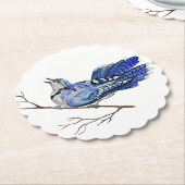 Waterverf blauwe jay kartonnen onderzetters (Gekanteld)