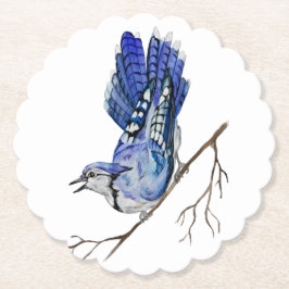 Waterverf blauwe jay kartonnen onderzetters