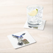 Waterverf blauwe jay kartonnen onderzetters (Insitu)