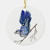 Waterverf blauwe jay keramisch ornament (Voorkant)