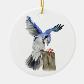 Waterverf blauwe jay keramisch ornament (Voorkant)