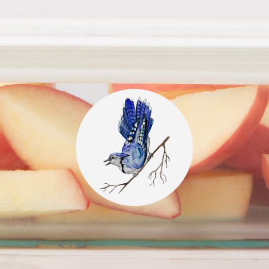 Waterverf blauwe jay labels (Aangebracht)