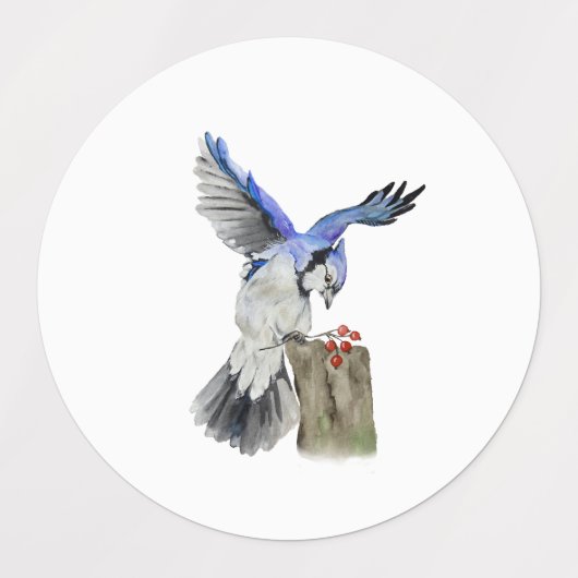 Waterverf blauwe jay labels (Design 1)