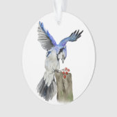 Waterverf blauwe jay ornament (voorkant)