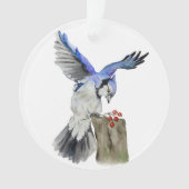 Waterverf blauwe jay ornament (voorkant)