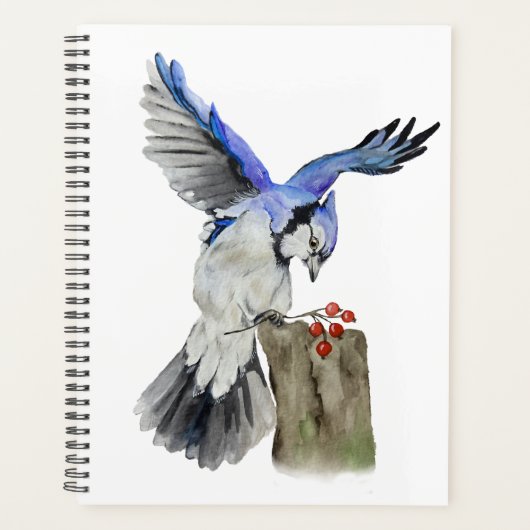Waterverf blauwe jay planner (Voorkant)