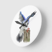Waterverf blauwe jay ronde klok (Hoek)