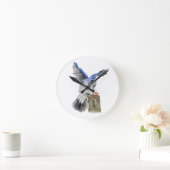 Waterverf blauwe jay ronde klok (Huis)