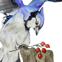 Waterverf blauwe jay stenen onderzetter