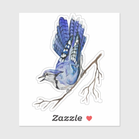 Waterverf blauwe jay sticker (Vel)