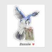 Waterverf blauwe jay sticker (Vel)