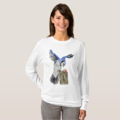 Waterverf blauwe jay t-shirt (Voorkant volledig)