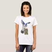 Waterverf blauwe jay t-shirt (Voorkant volledig)