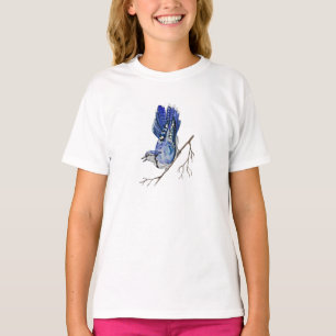 Waterverf blauwe jay t-shirt