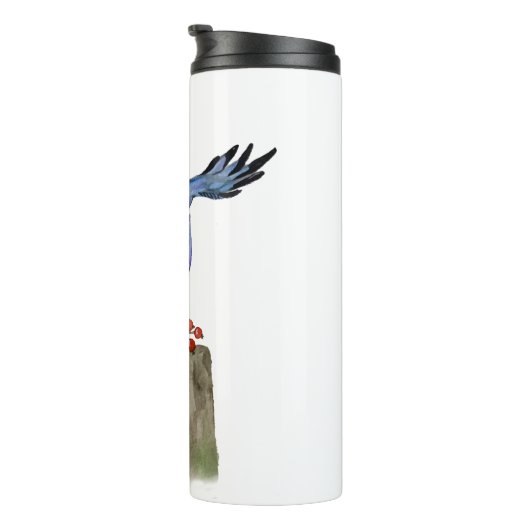Waterverf blauwe jay thermosbeker (Geroteerd rechts)