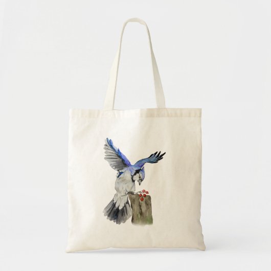 Waterverf blauwe jay tote bag (Voorkant)