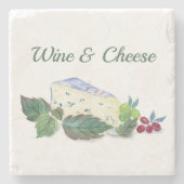 Waterverf Blauwe Kaas met wijndruiven en kaas Stenen Onderzetter (Voorkant)